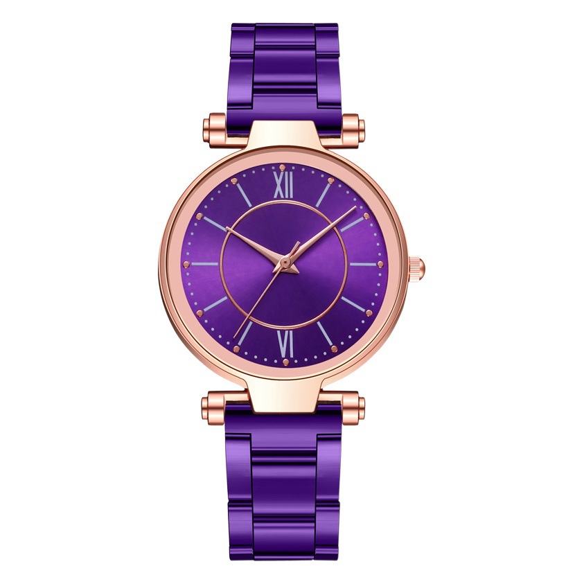 Comercio exterior en vivo nueva superficie colorida correa de acero reloj de cuarzo hombres y mujeres casual reloj de mujer