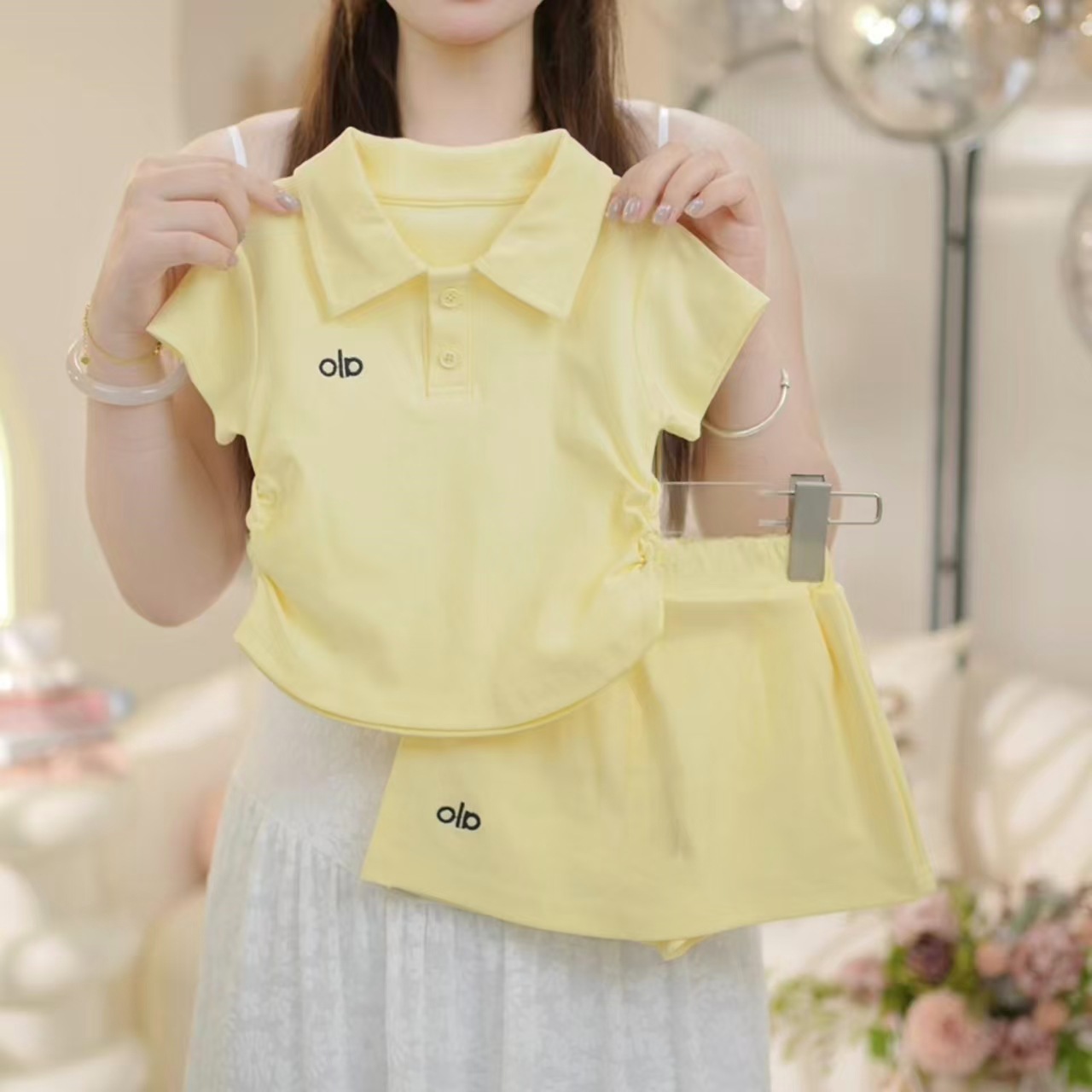 Girls' Casual Solid Color Skirt Set, Summer Polo Collar Short-Sleeve Skirt Pants Two-Piece Set, Stylish and Versatile