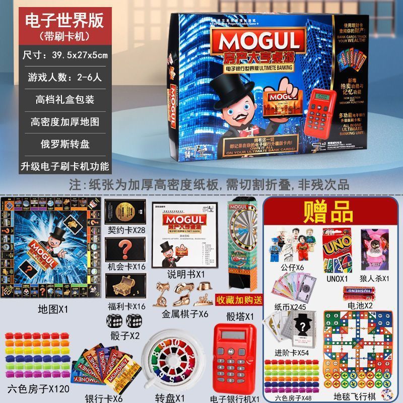正版大富翁游戏棋世界版中国版超大号儿童成年版互动桌游房产大亨|undefined
