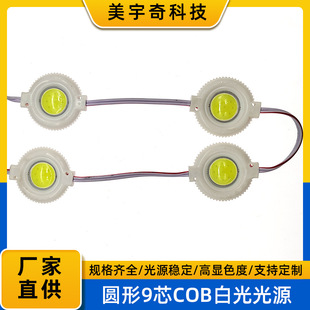 Round 9-core COB white light source module high color 12V light source waterproof injection advertising light plate