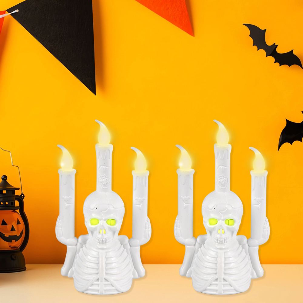 Nuevo Halloween cráneo luminoso candelabro fiesta fantasma bar ktv decoración de escritorio LED lámpara decoración de galleta