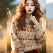 毛衣女2025春秋季新款法式慵懒风宽松毛衣百搭洋气减龄针织上衣