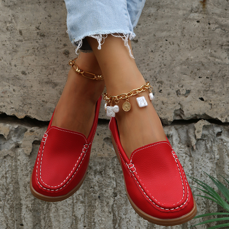 SHLIANG Lederschuhe für Damen, flache Schuhe, weiß, schwarz, Halbschuhe mit Absatz, lässige Damen-Mokassins, Slipper, flache Schuhe, Sommerschuhe SB179_voghion.com