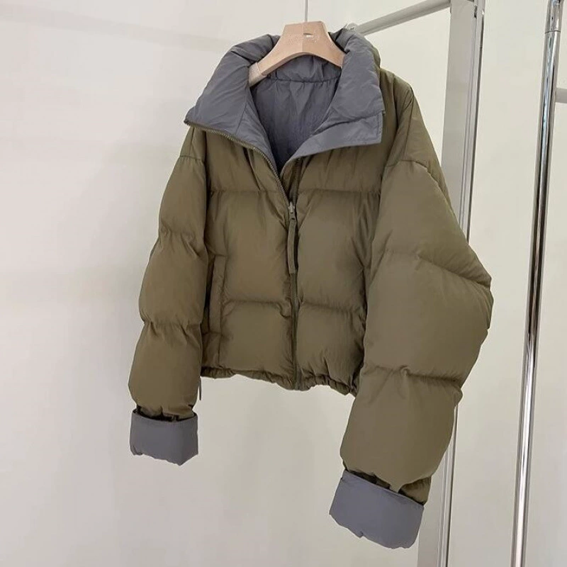 Теплая зимняя короткая куртка-пуховик, oversize
