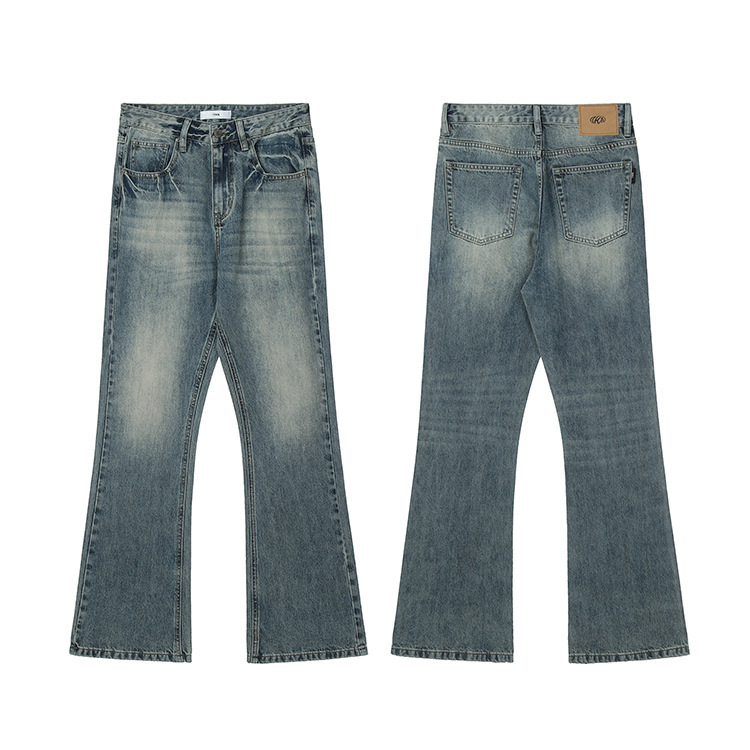 11Kn American Washed Bootcut Jeans for Men and Women, Distressed Washed Trendy Straight Leg 517 Slim Slim Casual Pants