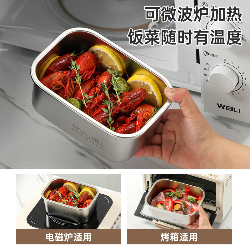 304不锈钢保鲜盒食品级分格便当盒上班族饭盒可进微波炉密封盒|undefined