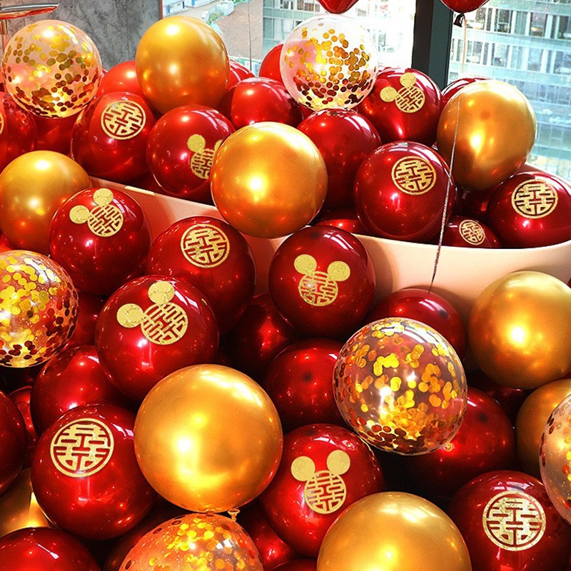 Decoración de la casa de boda globo de boda doble capa gruesa granada rubí globo rojo compromiso artículos de boda