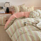 Retro Style Cotton Four-Piece Set Striped Plaid Pure Cotton Washed Cotton Bed Sheetss and Quilt Cover Simple Dormitory Three-Piece Set Wholesale