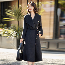 大翻领双面呢羊毛大衣2025秋冬新款名媛风气质长款毛呢外套 ME7