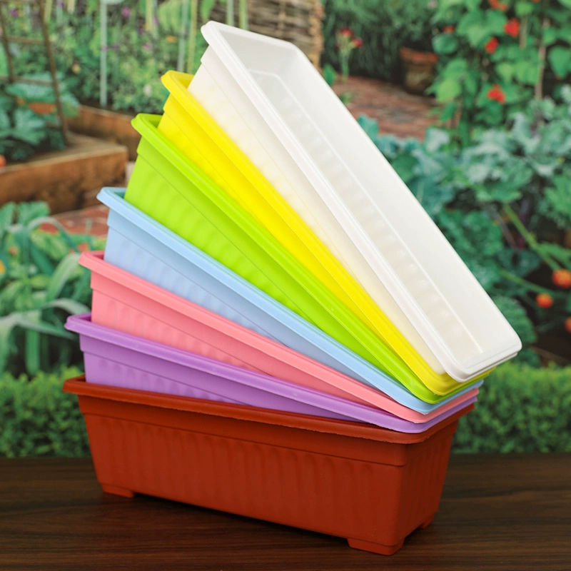 Длинный горшок с овощным горшком с цветочным горшком на балконе Four Seasons Four Seasons Family прямоугольный пластиковый цветочный цветок утолщенный посадка