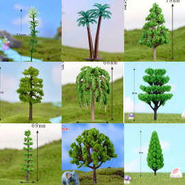 BB4C批发尖顶绿树模型多层造景树沙盘绿植迷你仿真树微景观多