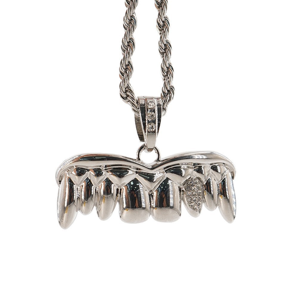 Hip-hop viento completo dientes de oro colgante collar 55cm cadena de torsión accesorios de rap personalidad para hombres joyas al por mayor