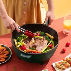 廠家批發大容量家用電炒鍋炒菜一體式電煮鍋多功能不粘鍋電炒菜鍋