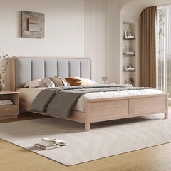 北歐白蠟木全實木床軟包床1.5米日式極簡1.8米雙人床主臥儲物婚床