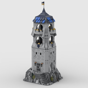 Moc-151395 Medieval Castle: Watchtower - Module with Complete Interior 1420 Particle Count