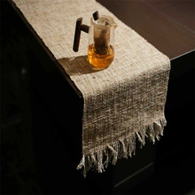 天然苎麻桌旗中式古风手工禅意茶席茶盘茶台垫简约夏布桌垫民宿馆