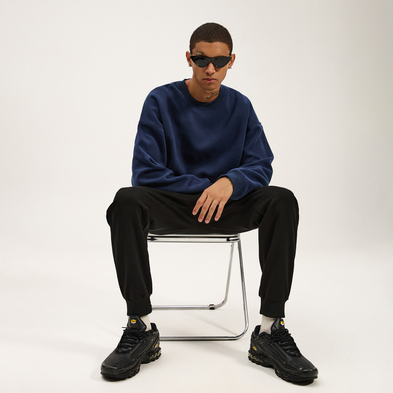 Winter New Pullover Sweater 420g Composite Imitation Cotton Crew Neck Sweater, Couple Casual Versatile Sweater_voghion.com