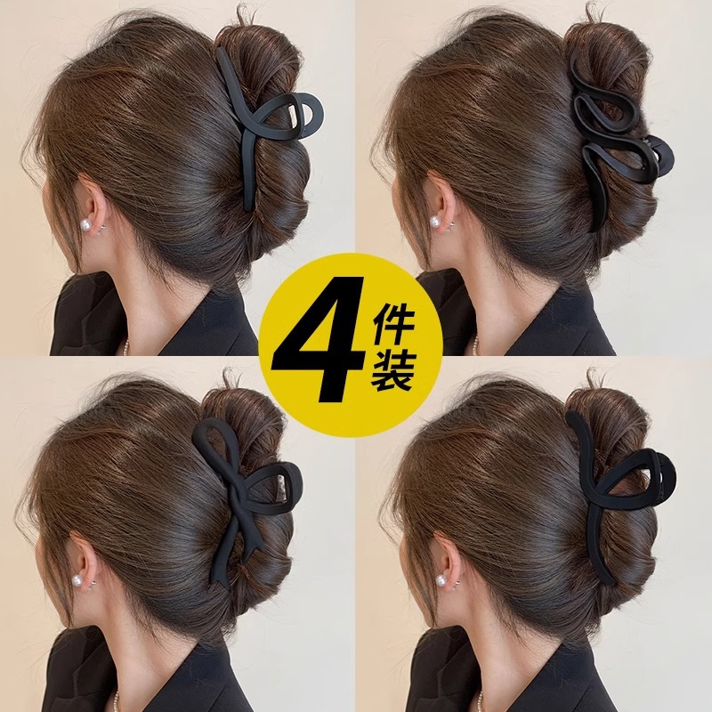 Gran tamaño de tiburón negro temperamento de alto grado agarrar clip de cabello de cabeza de mujer detrás de la cabeza de cabello de cabello de cabello de gran tamaño clip de cabello