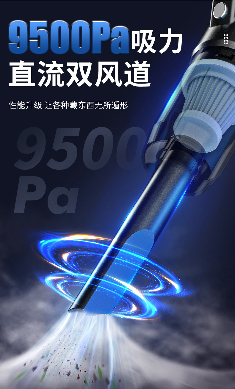 Car Wireless Vacuum Cleaner with Powerful Suction for Cars, Small Cars, Dual-Purpose Charging, High-Power Car Water Absorption Function