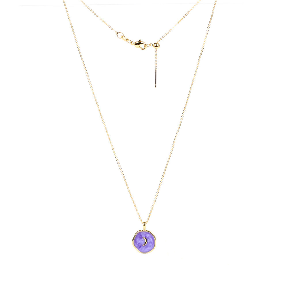 Fashion copper drop oil star and moon necklace wholesale