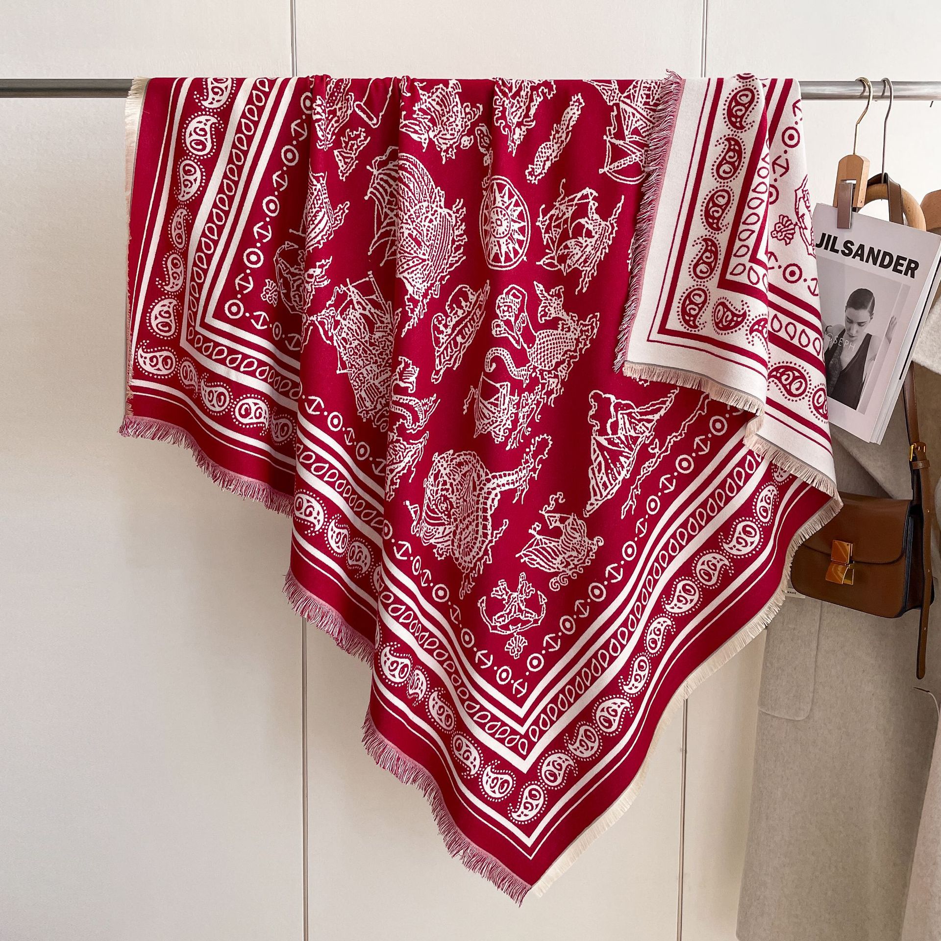 2024 flores de anacaju vintage nuevo tipo imitación de chal de cachemira aire exterior con una capa de invierno otoño calentamiento moda toallas grandes