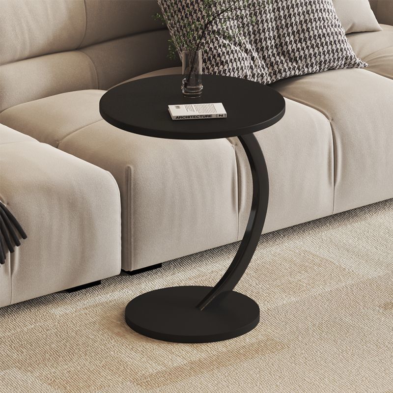 [고급 원형 사이드 테이블 모델] 매트 블랙 + 블랙 곡선 프레임