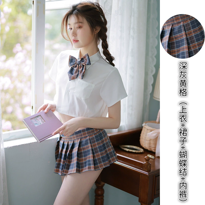 Sexy split transparent underwear, uniform for students, set