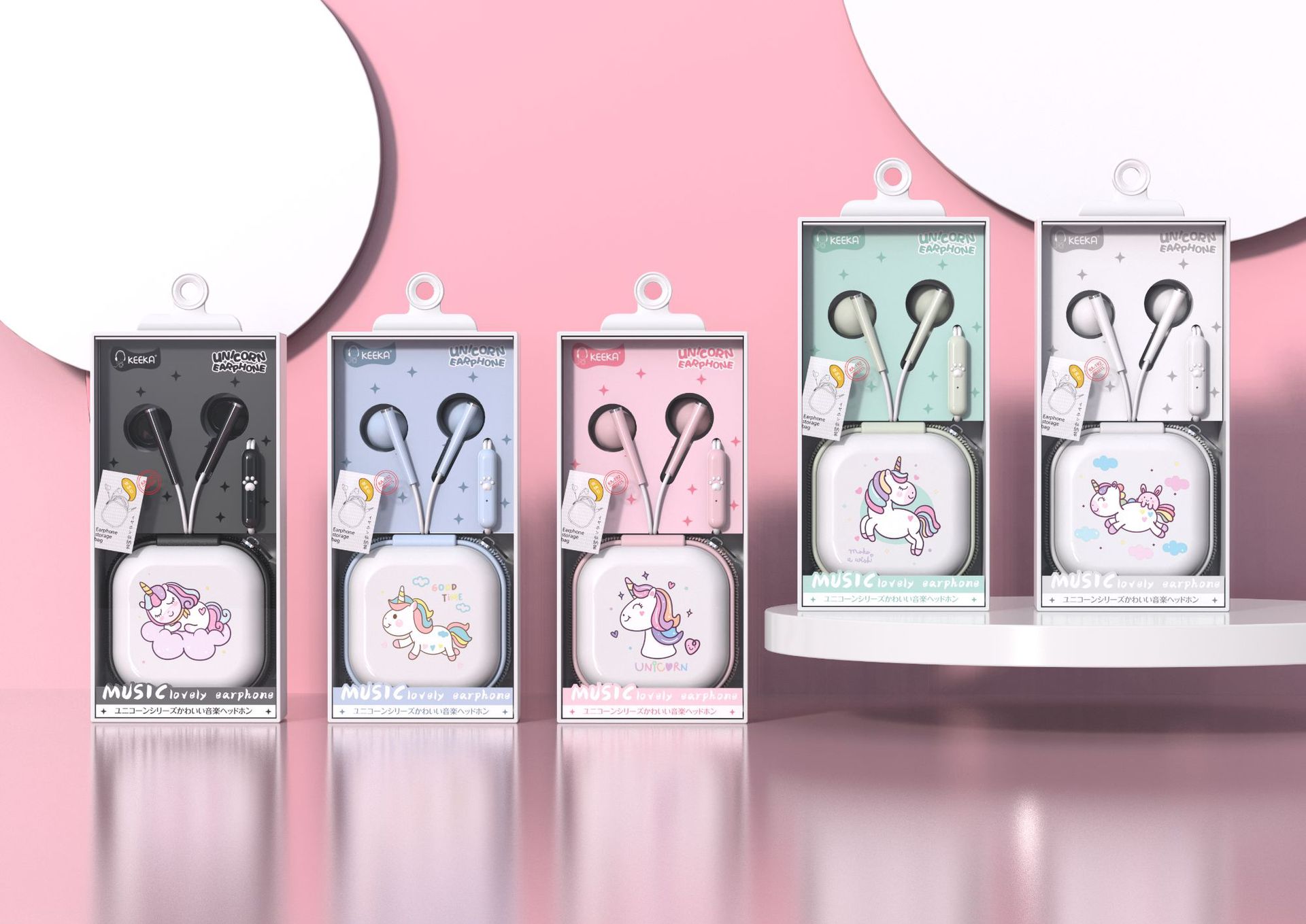 Cute Unicorn Wired Earphone with Mic