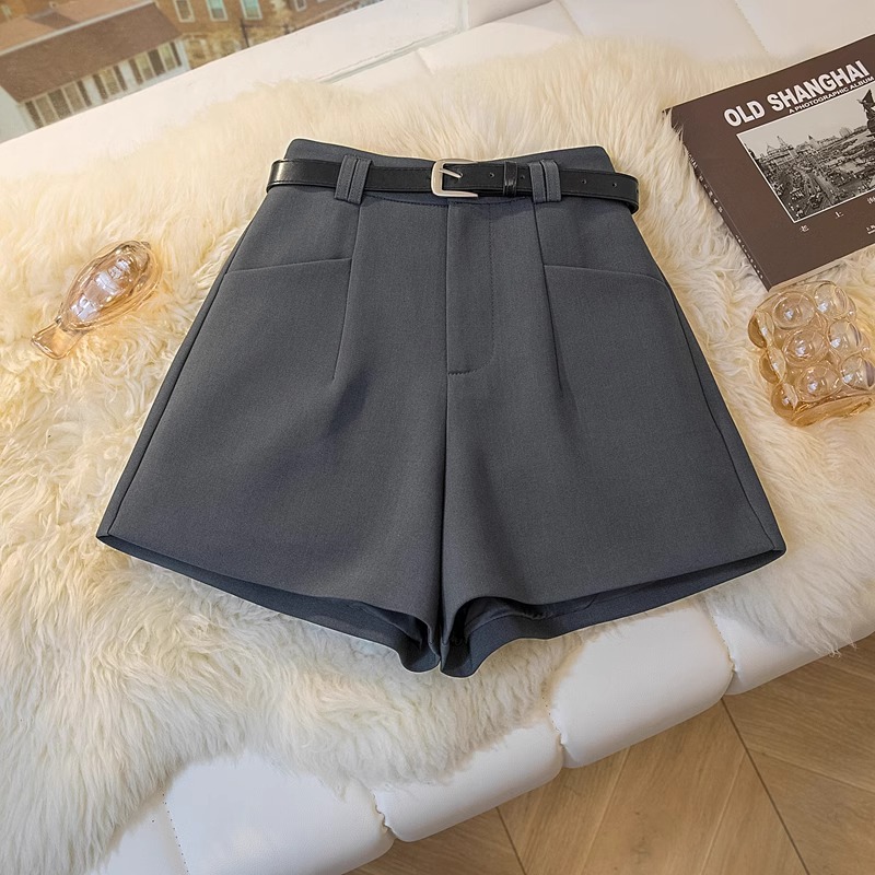 Quần short vest nữ cạp cao dáng chữ A ống rộng size lớn — Màu đen (thắt lưng miễn phí) chi tiết 6