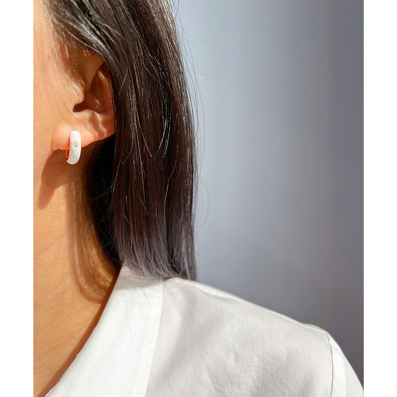 Fashion Star Copper Enamel Zircon Earrings 1 Pair