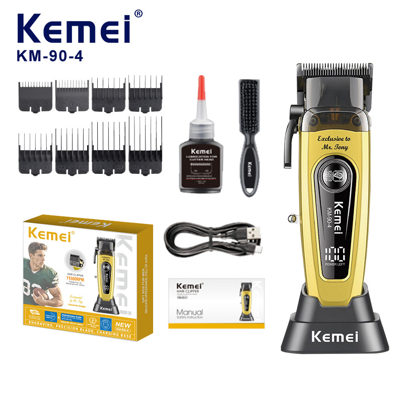 Corte de pelo eléctrico KM - 90 - 4 de alta velocidad, corte de pelo eléctrico sin escobillas, corte de pelo transfronterizo con visualización digital