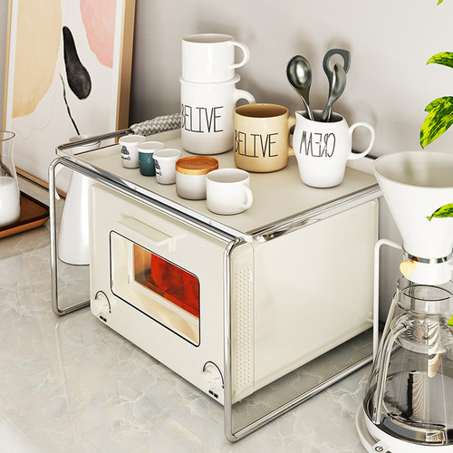 ins kitchen microwave oven rack countertop layered double-layer household shelf rice cooker desktop storage rack