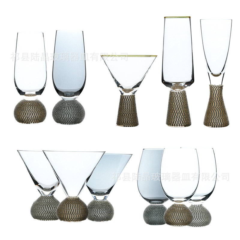 Luz de lujo de estilo europeo diamante rojo vino vidrio Hada diamante Copa mango champán Copa whisky Copa