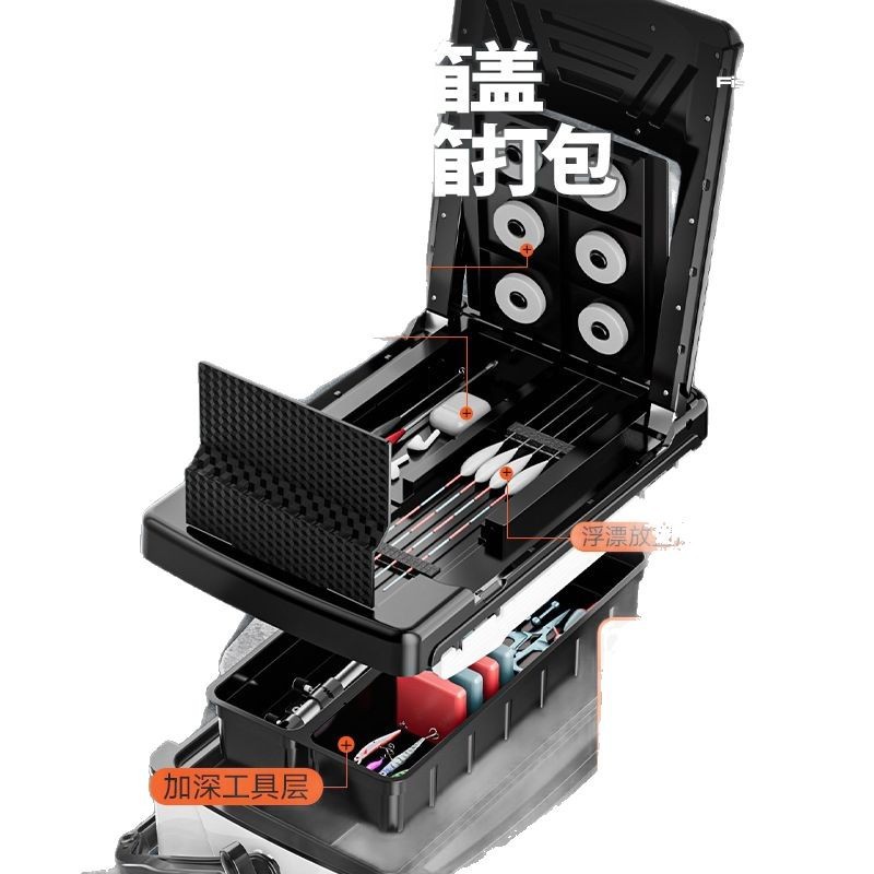 Caja de pesca completa nueva caja de pesca multifuncional ultra ligera de 36 litros, caja de pesca especial de pesca de Taiwán, caja de pesca salvaje, equipo de pesca.