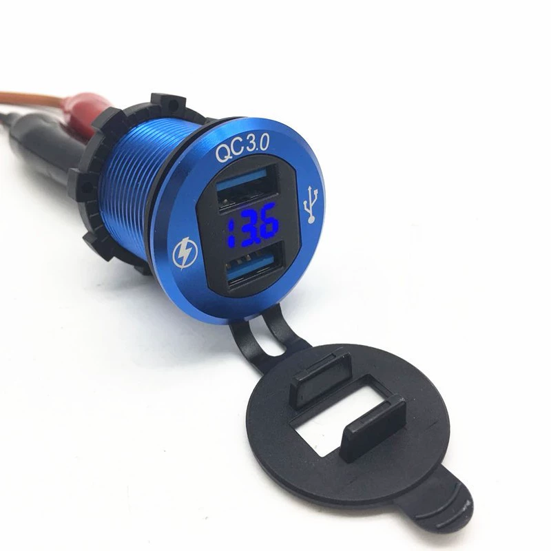 Кросс-бортной популярный RV алюминиевый сплав двойной USB-C QC3.0 зарядное гнездо с вольтметром не проводится