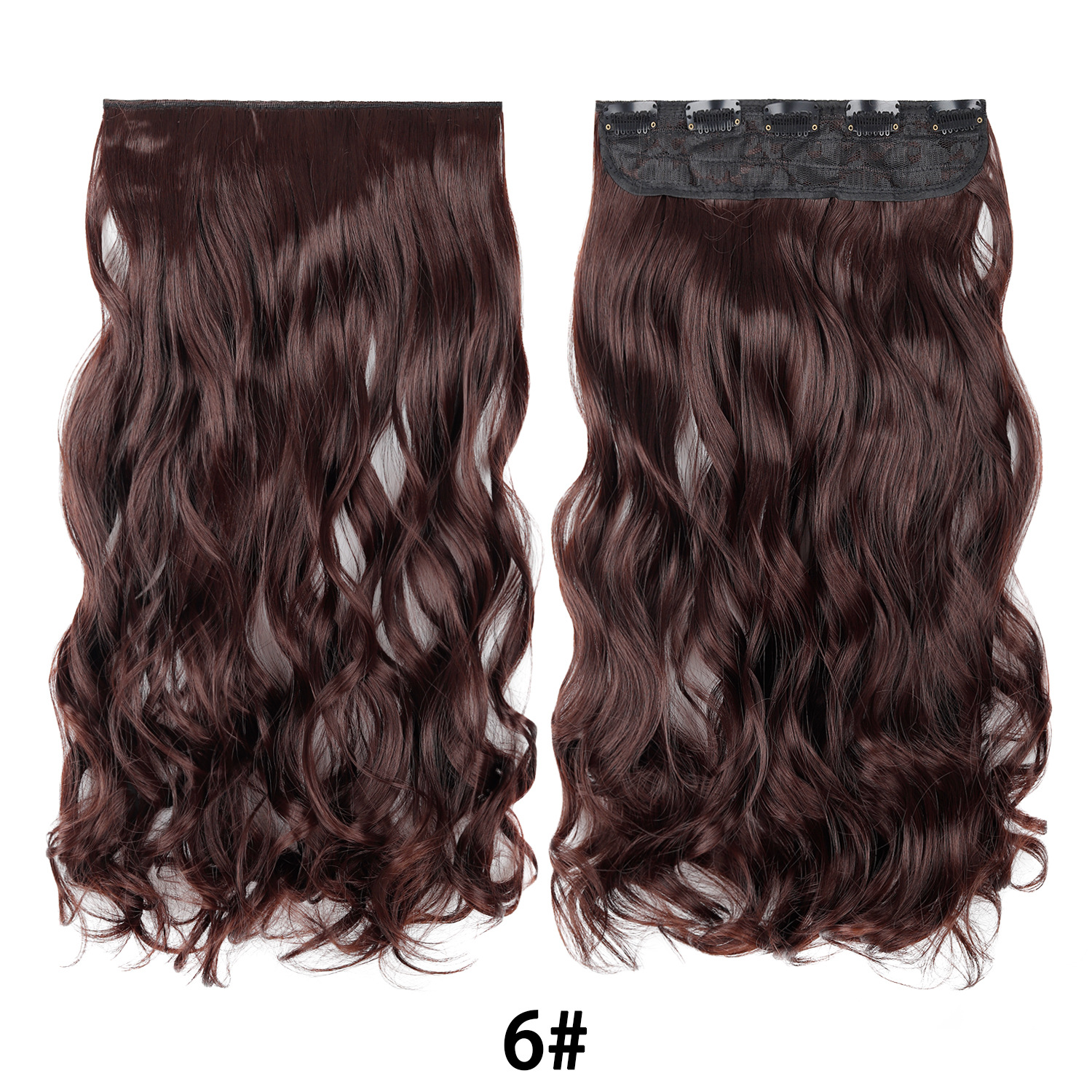 Extensión de Cabello de 5 Clips de 18 Pulgadas de Fibra de Alta Temperatura Rizado para Señoras