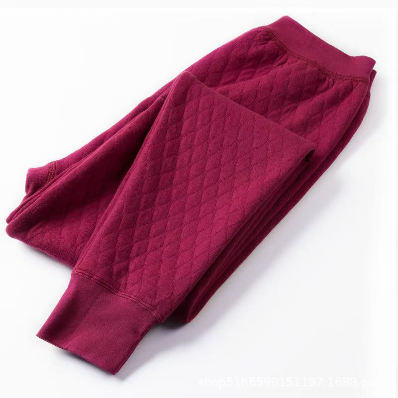 Pantalones de otoño de mediana edad, pantalones de algodón de aire de hombre, pantalones de invierno de algodón de tres capas gruesas