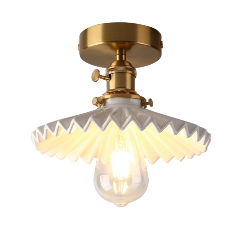 Japanese simple balcony ceiling lamp Nordic minimalist corridor aisle cloakroom brass glass entrance entrance light