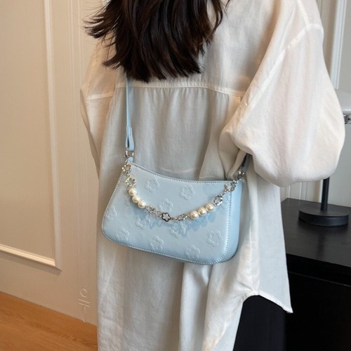 Cross-border minimalist small square bag for women, new autumn small fashion trend, pearl high-end sense casual versatile crossbody bag