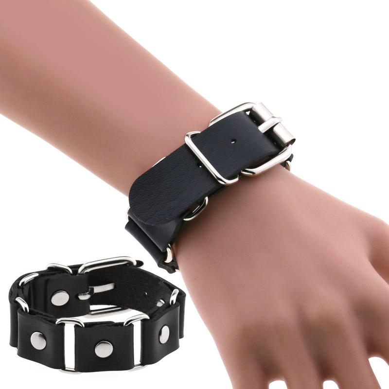 New Style Personalized Pin Buckle Bracelet Punk Gothic Creative PU Leather Stitching Connection Bracelet Bracelet with Link Buckle