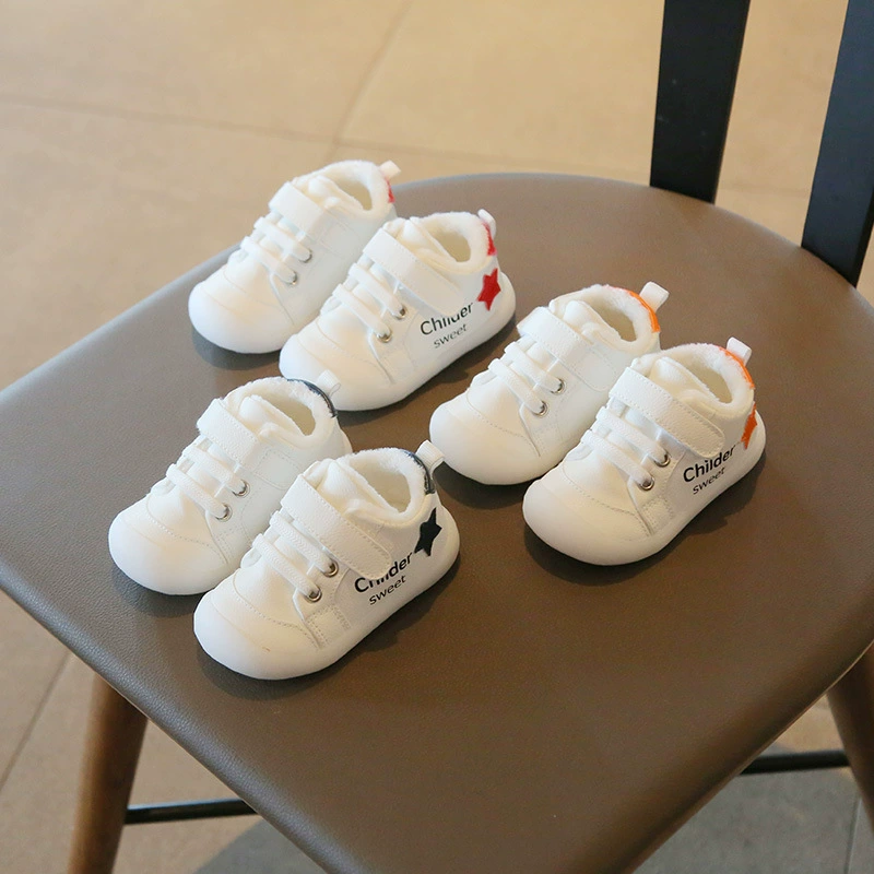 Caidi Ai Зимняя непромокаемая кожаная утолщенная теплая детская обувь на флисовой подкладке Нескользящая обувь для малышей на мягкой подошве для От 1 до 3 лет Baby