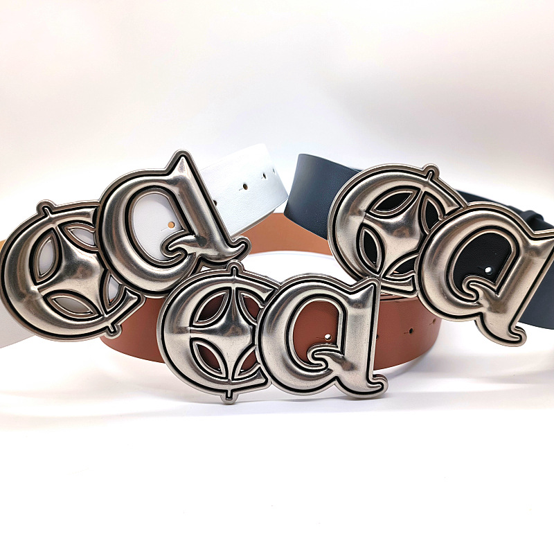 New Hot American Versatile Argento CQ Cintura nera semplice da donna Decorazione con fibbia in metallo Accessori per jeans_voghion.com