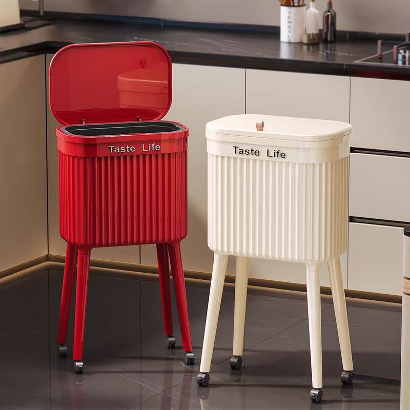Household Bend-Free Tall Trash Can with Large Capacity, Mobile with Wheels, Suitable for Living Room, Bedroom, Kitchen and Bathroom, Suitable for Delivery