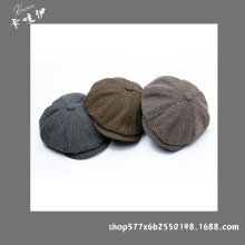 跨境热门女士秋冬英伦复古帽欧美贝雷帽男士文艺时尚八角帽复古风