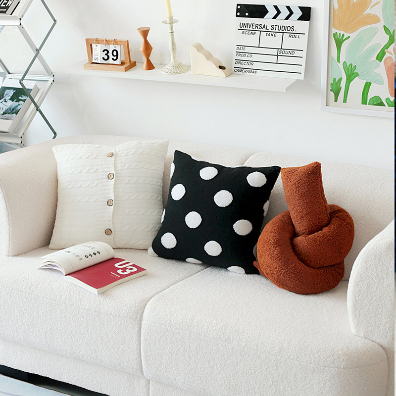 Velvet Is Also Modern And Simple Nordic Style Sofa Pillow Case Black And White Polka Dot Spherical Back Cushion Bed And Breakfast