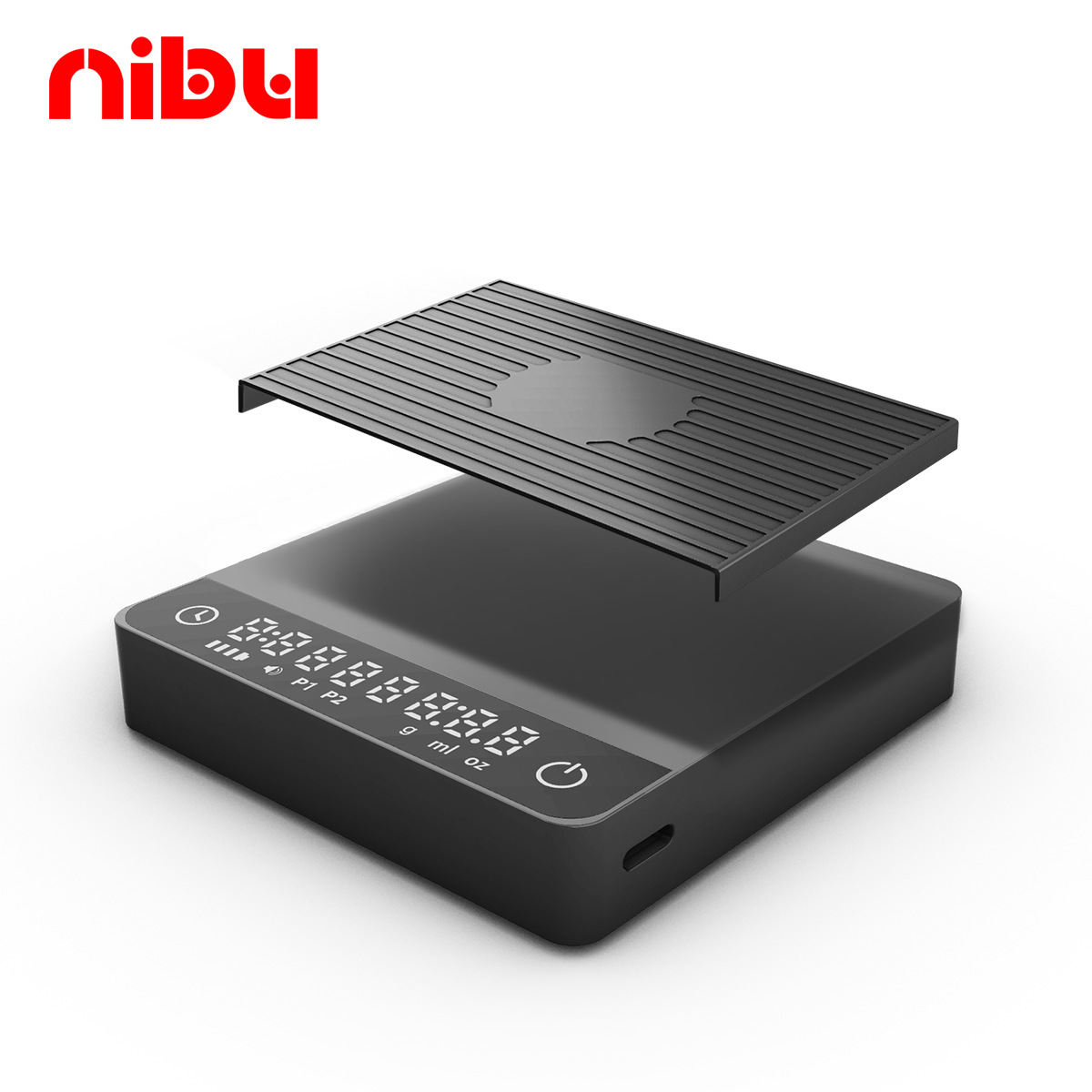 Nibu Mini Italian Espresso Electronic Scale Timer Scale Rechargeable Portable Hand-Brewed Coffee Kitchen Scale 2kg