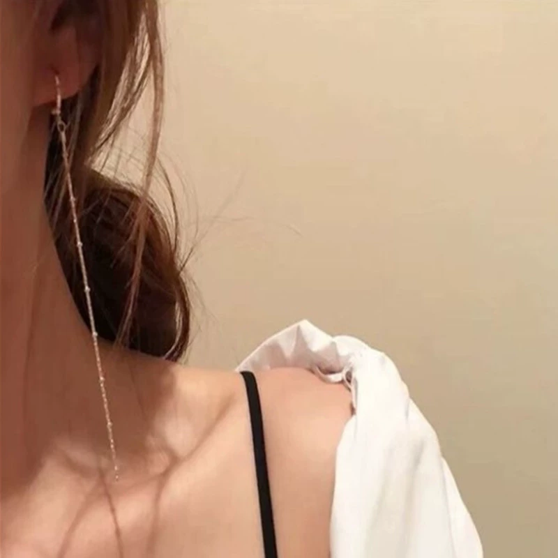 Серьги, элегантная золотая длинная цепочка с кисточками, простой и элегантный дизайн