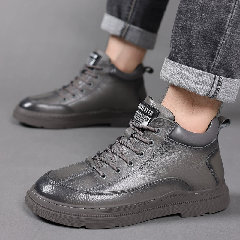 Winter leather shoes, keep warm high footwear for leisure for leather shoes, cowhide, genuine leather