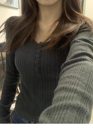 Original Fabric Collar Short-Sleeve Long-Sleeve Autumn/Winter Charming Girl's Knit Button-Front Shoulder-Strapped T-Shirt Underwear Top