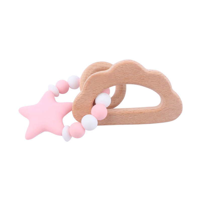 Bebé de dibujos animados animal clip de haya calmante bebé animal mordedor pulsera mordedura pegamento pezón anti-caída traje de cadena